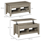 Lift Top Coffee Table with Hidden Storage Compartment, Lift Tabletop Pop-Up Center Table for Living Room