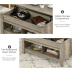 Lift Top Coffee Table with Hidden Storage Compartment, Lift Tabletop Pop-Up Center Table for Living Room