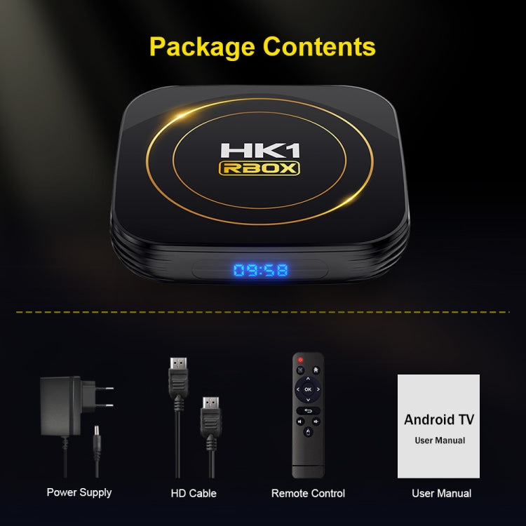 HK1 RBOX-H8S 4K Ultra HD Android 12.0 Smart TV Box with Remote Control, Allwinner H618 Quad-Core, 2GB+16GB, 2GB+16GB