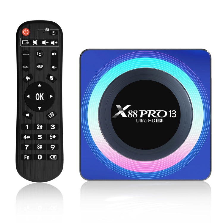 Acrylic X88 Pro 13 8K Ultra HD Android 13.0 Smart TV Box with Remote Control, RK3528 Quad-Core, 4G+64GB, 4G+64GB 4G+64GB AU Plug