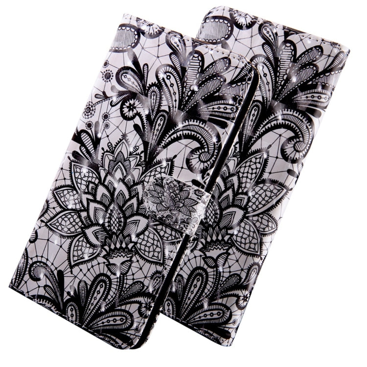 3D Coloured Drawing Pattern Horizontal Flip Leather Case with Holder & Card Slots & Wallet & Lanyard, for LG K50 / Q60, for Huawei Honor 20 Lite – Lanyard, Card Slot, Flip for Huawei Honor 20 Lite Black Lace