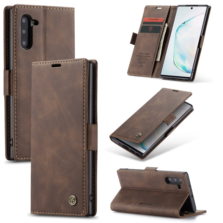 CaseMe-013 Multifunctional Horizontal Flip Leather Case with Card Slot & Holder – Card Slot, Flip, Leather, For Galaxy Note 10 For Galaxy Note 10 Coffee