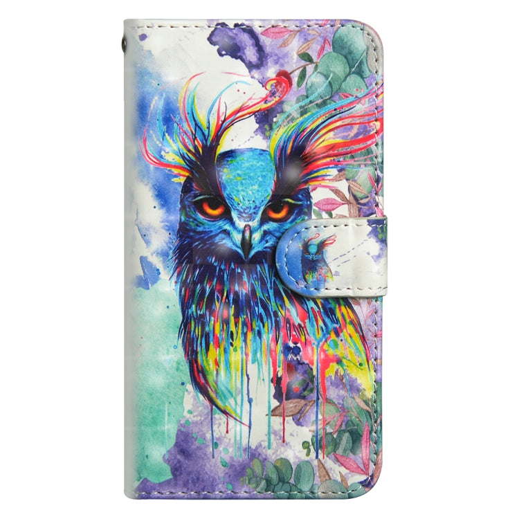 3D Painting Pattern Horizontal Flip TPU + PU Leather Case with Holder & Card Slots & Wallet – Card Slot, Flip, Leather, For Galaxy S10+, For Galaxy Note9 For Galaxy S10+ Watercolor Owl