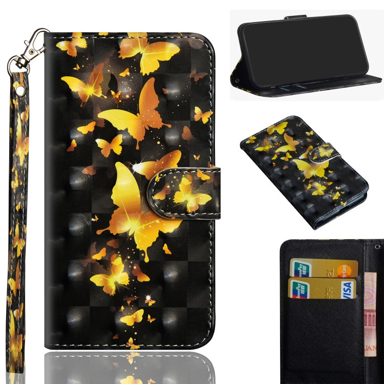 3D Painting Pattern Horizontal Flip TPU + PU Leather Case with Holder & Card Slots & Wallet, For Galaxy A9 (2018), For Galaxy A10 For Galaxy A9 (2018) Golden Butterfly