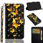 3D Painting Pattern Horizontal Flip TPU + PU Leather Case with Holder & Card Slots & Wallet, For Galaxy A9 (2018), For Galaxy A10 For Galaxy A9 (2018) Golden Butterfly