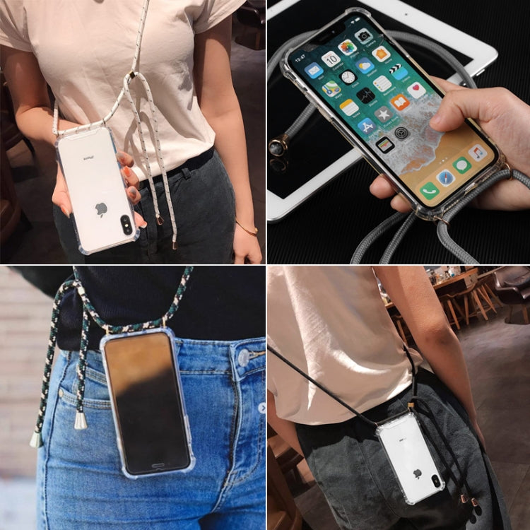 Four-Corner Anti-Fall Trasparent TPU Mobile Phone Case With Lanyard for... (iPhone)