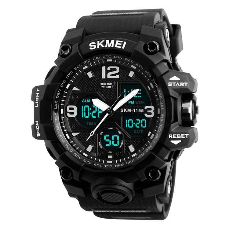 Wrist Watch – 1155B Multifunctional Men Outdoor Sports Noctilucent Waterproof Large... Black