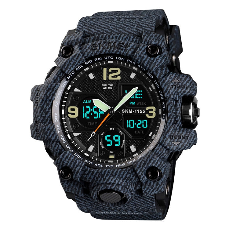 Wrist Watch – 1155B Multifunctional Men Outdoor Sports Noctilucent Waterproof Large... Denim Black