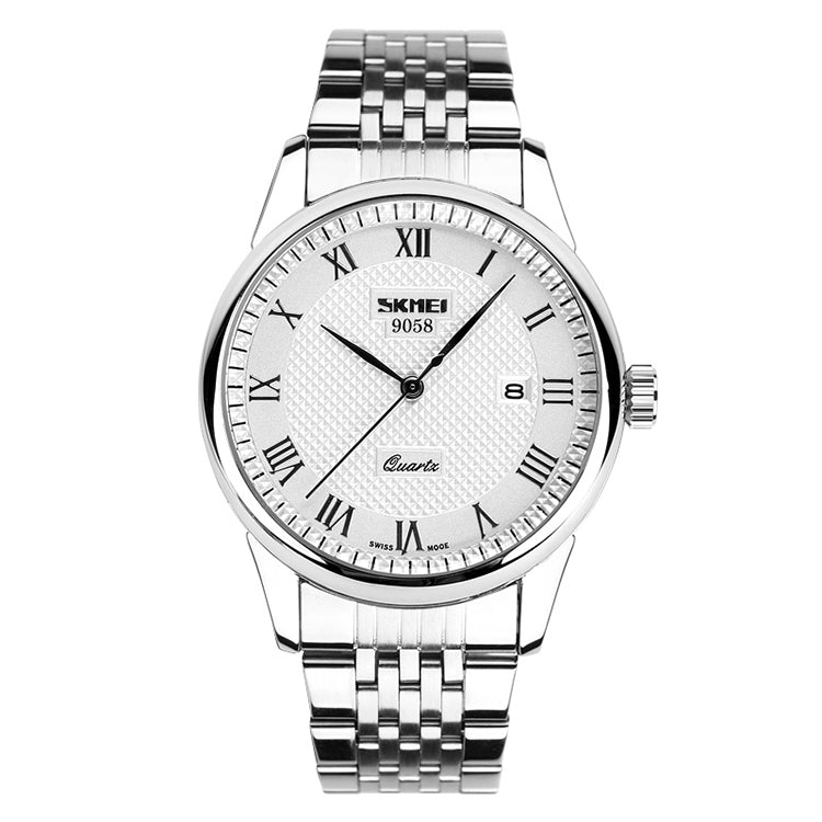 Wrist Watch – 9058 Multifunctional Outdoor Fashion Waterproof Steel Strip Quartz... Men Style White