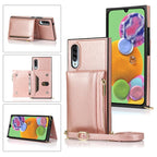 Square Zipper Wallet Bag TPU+PU Back Cover Case with Holder & Card Slots & Wallet & Cross-body Strap, For Samsung Galaxy A90 5G, For Samsung Galaxy Note9, For Samsung Galaxy Note10, For Samsung Galaxy Note10 Pro, For Samsung Galaxy S9                  ... For Samsung Galaxy A90 5G Rose Glod