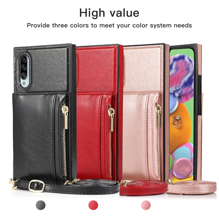 Square Zipper Wallet Bag TPU+PU Back Cover Case with Holder & Card Slots & Wallet & Cross-body Strap, For Samsung Galaxy A90 5G, For Samsung Galaxy Note9, For Samsung Galaxy Note10, For Samsung Galaxy Note10 Pro, For Samsung Galaxy S9                  ...