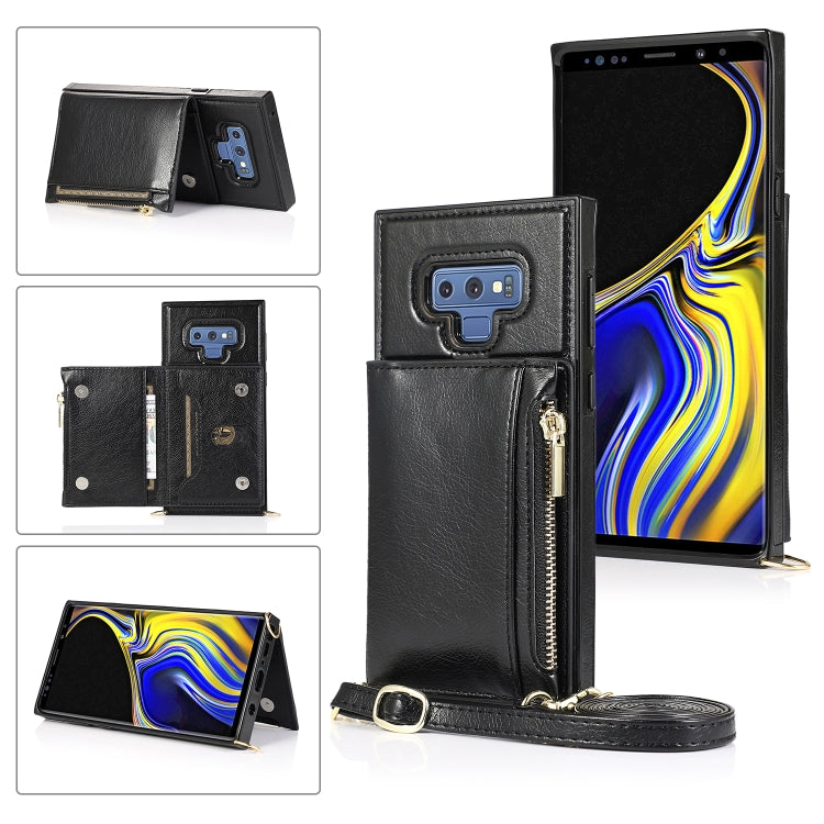 Square Zipper Wallet Bag TPU+PU Back Cover Case with Holder & Card Slots & Wallet & Cross-body Strap – Lanyard, Card Slot, Leather, For Samsung Galaxy A90 5G, For Samsung Galaxy Note9, For Samsung Galaxy Note10, For Samsung Galaxy Note10 Pro For Samsung Galaxy Note9 Black