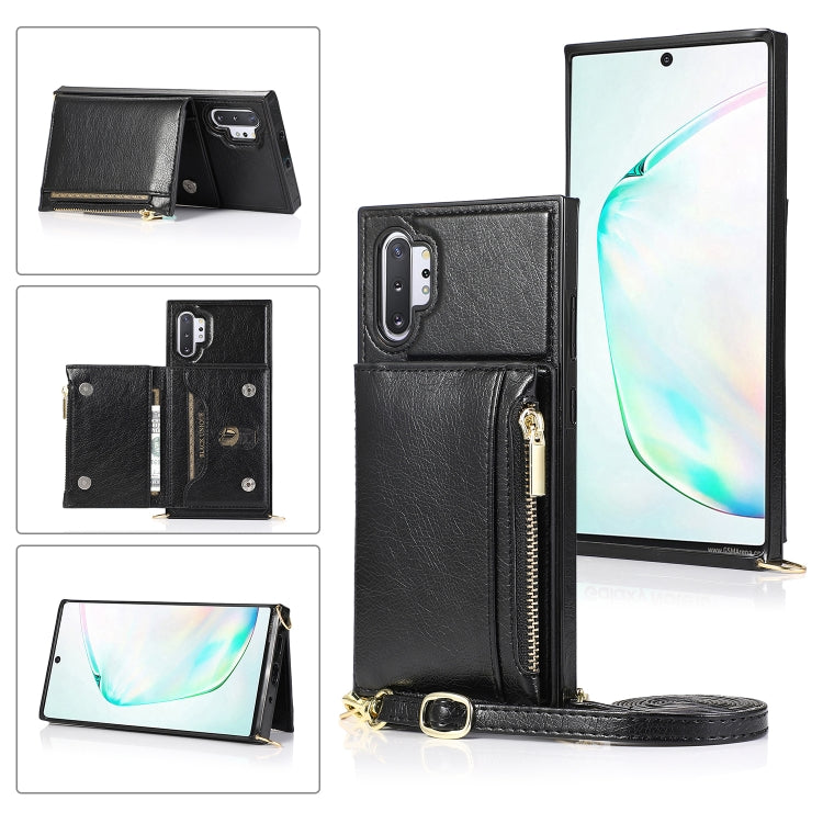 Square Zipper Wallet Bag TPU+PU Back Cover Case with Holder & Card Slots & Wallet & Cross-body Strap – Lanyard, Card Slot, Leather, For Samsung Galaxy A90 5G, For Samsung Galaxy Note9, For Samsung Galaxy Note10, For Samsung Galaxy Note10 Pro For Samsung Galaxy Note10 Pro Black
