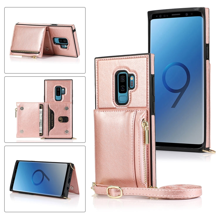 Square Zipper Wallet Bag TPU+PU Back Cover Case with Holder & Card Slots & Wallet & Cross-body Strap – Lanyard, Card Slot, Leather, For Samsung Galaxy A90 5G, For Samsung Galaxy Note9, For Samsung Galaxy Note10, For Samsung Galaxy Note10 Pro For Samsung Galaxy S9 Rose Glod