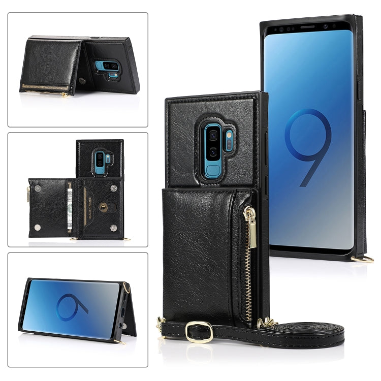 Square Zipper Wallet Bag TPU+PU Back Cover Case with Holder & Card Slots & Wallet & Cross-body Strap – Lanyard, Card Slot, Leather, For Samsung Galaxy A90 5G, For Samsung Galaxy Note9, For Samsung Galaxy Note10, For Samsung Galaxy Note10 Pro For Samsung Galaxy S9 Black
