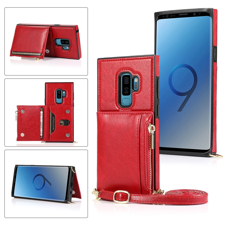 Square Zipper Wallet Bag TPU+PU Back Cover Case with Holder & Card Slots & Wallet & Cross-body Strap – Lanyard, Card Slot, Leather, For Samsung Galaxy A90 5G, For Samsung Galaxy Note9, For Samsung Galaxy Note10, For Samsung Galaxy Note10 Pro For Samsung Galaxy S9 Red