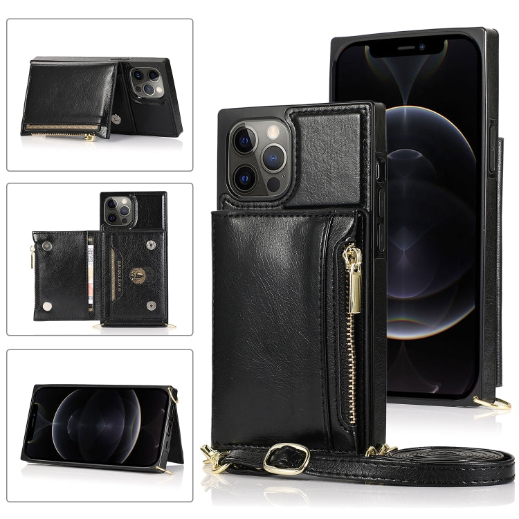 Square Zipper Wallet Bag TPU+PU Back Cover Case with Holder & Card Slots & Wallet & Cross-body Strap – Lanyard, Card Slot, Leather, For iPhone 8 Plus / 7 Plus, For iPhone 11, For iPhone 11 Pro, For iPhone 11 Pro Max, For iPhone SE 2022 / SE 2020 / 8 / 7 For iPhone 12 12 Pro Black