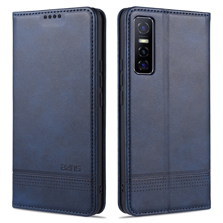 AZNS Magnetic Calf Texture Horizontal Flip Leather Case with Card Slots & Holder & Wallet – Magnetic, Card Slot, Flip, For Huawei Nova 8 SE, For OPPO K7 / Reno3 5G, For vivo Y3s / Y17, For vivo Y73s / S7e For vivo Y73s S7e Dark Blue