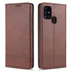 AZNS Magnetic Calf Texture Horizontal Flip Leather Case with Card Slots & Holder & Wallet, For Samsung Galaxy M31 For Samsung Galaxy M31 Dark Brown
