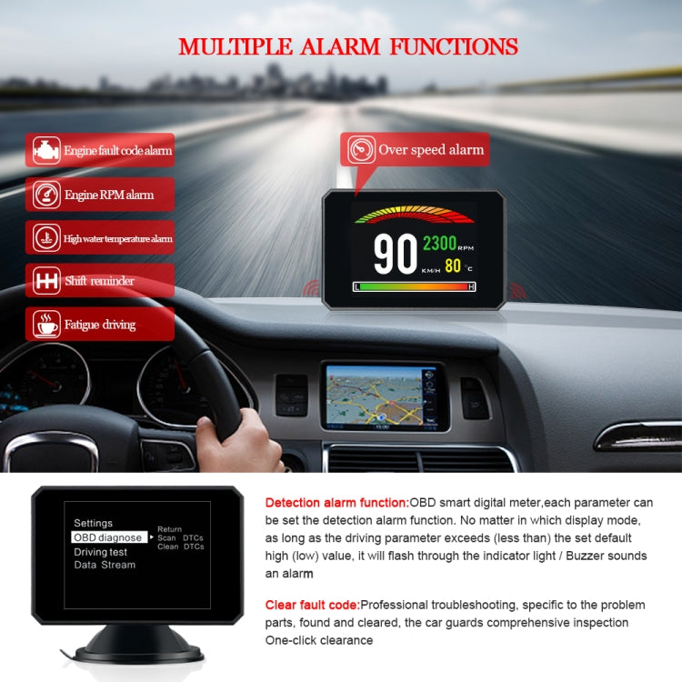 P16 Car HUD Head-up Display OBD2 Fault Code Elimination, P16 – Durable Build, Easy to Use