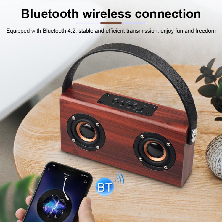 D10 Bluetooth Speaker – Bluetooth 4.2 Portable Wooden Handheld Bluetooth Speaker, D10(Red Wood...