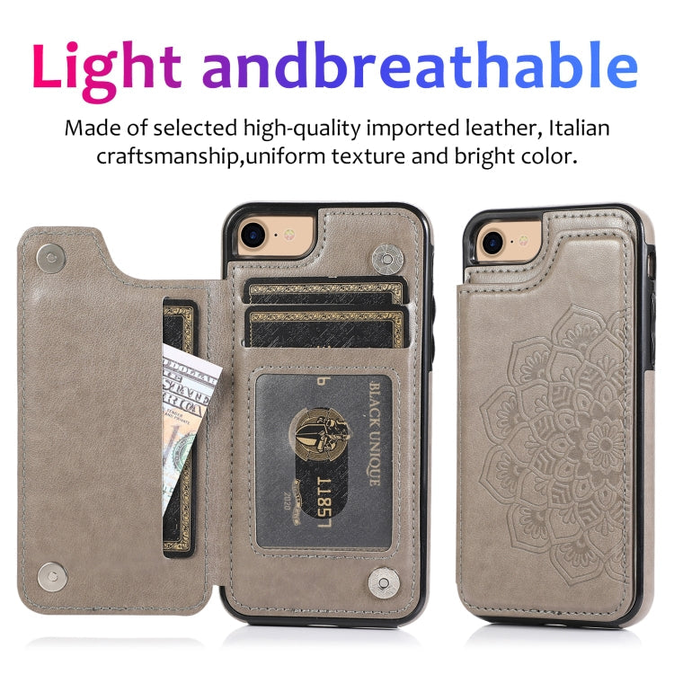 Double Buckle Mandala Pattern PU+TPU Protective Case with Card Slots &... (iPhone SE 2022)