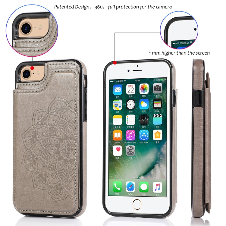 Double Buckle Mandala Pattern PU+TPU Protective Case with Card Slots &... (iPhone SE 2022)