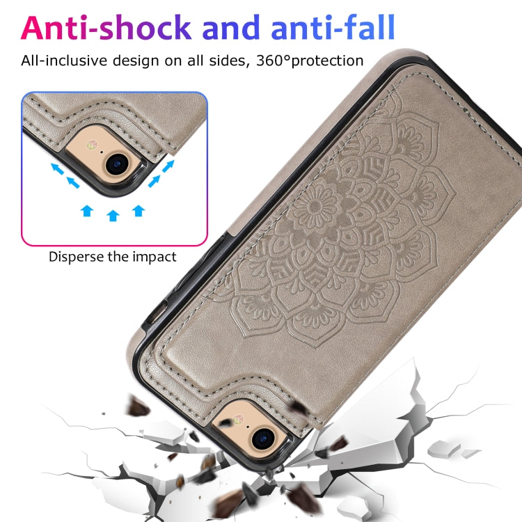 Double Buckle Mandala Pattern PU+TPU Protective Case with Card Slots &... (iPhone SE 2022)