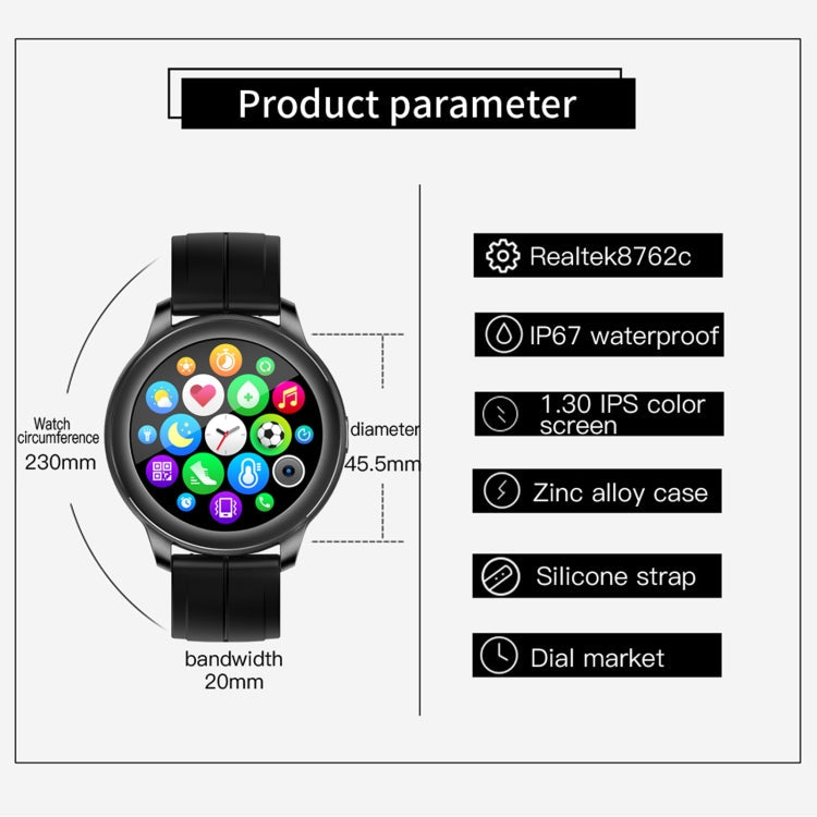 CF22 Smart Watch – 1.3" Screen, IP67 Waterproof, Blood Pressure Monitoring
