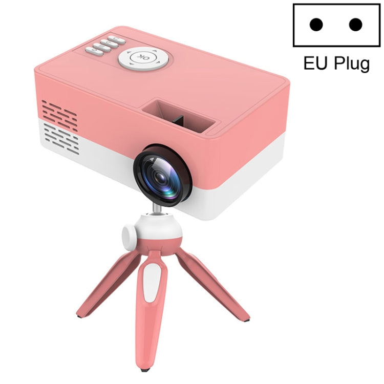 J15 1920 x 1080P HD Household Mini LED Projector with Tripod Mount Support AV / HDMI x 1 / USB x1 / TF x 1, EU Plug, US Plug, UK Plug, AU Plug EU Plug Pink White