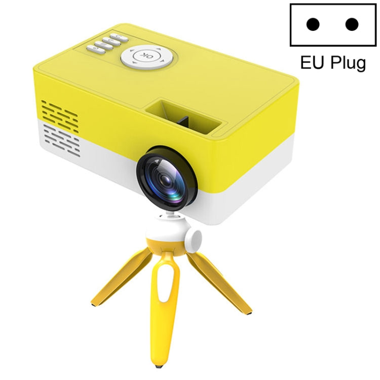 J15 1920 x 1080P HD Household Mini LED Projector with Tripod Mount Support AV / HDMI x 1 / USB x1 / TF x 1, EU Plug, US Plug, UK Plug, AU Plug EU Plug Yellow White