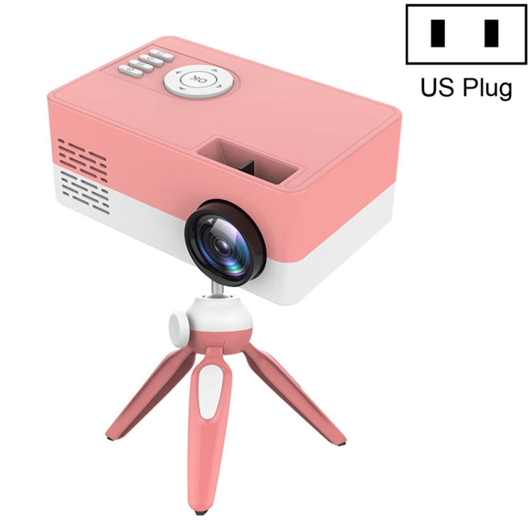 J15 1920 x 1080P HD Household Mini LED Projector with Tripod Mount Support AV / HDMI x 1 / USB x1 / TF x 1, EU Plug, US Plug, UK Plug, AU Plug US Plug Pink White