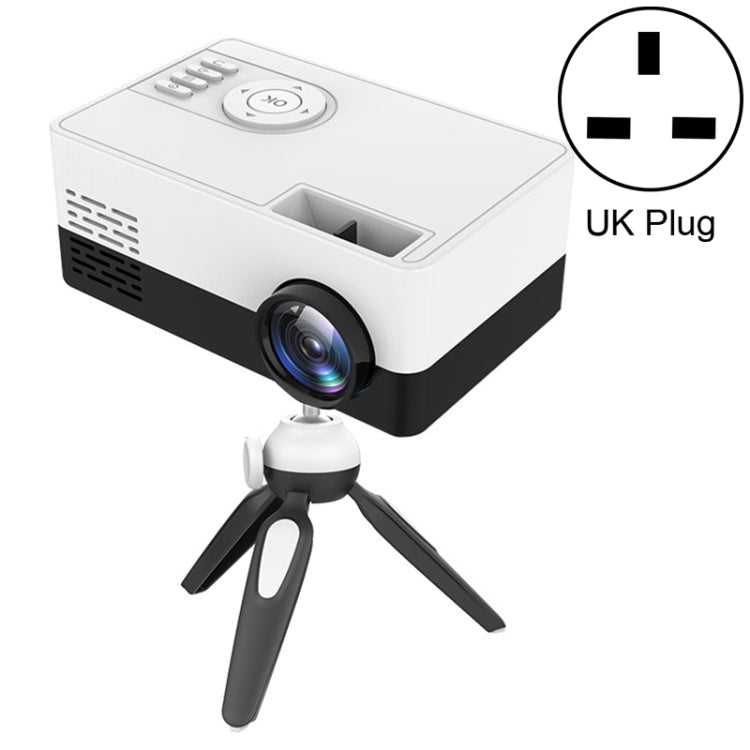 J15 1920 x 1080P HD Household Mini LED Projector with Tripod Mount Support AV / HDMI x 1 / USB x1 / TF x 1, EU Plug, US Plug, UK Plug, AU Plug UK Plug Black White