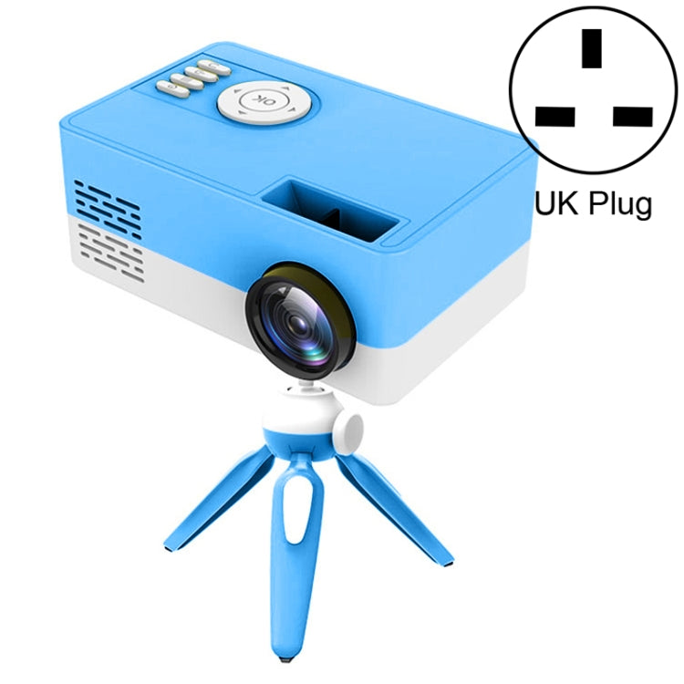 J15 1920 x 1080P HD Household Mini LED Projector with Tripod Mount Support AV / HDMI x 1 / USB x1 / TF x 1, EU Plug, US Plug, UK Plug, AU Plug UK Plug Blue White