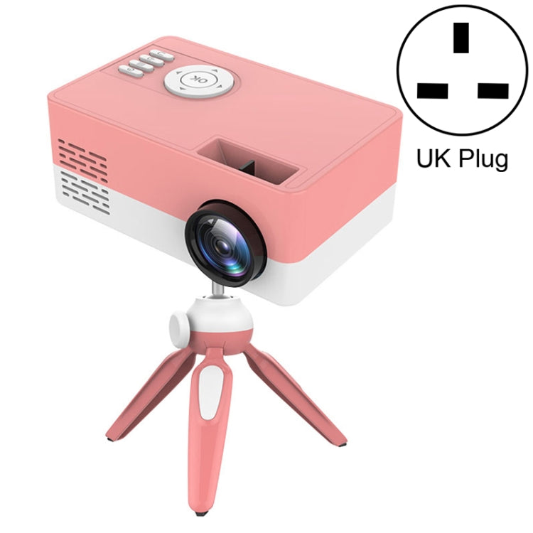 J15 1920 x 1080P HD Household Mini LED Projector with Tripod Mount Support AV / HDMI x 1 / USB x1 / TF x 1, EU Plug, US Plug, UK Plug, AU Plug UK Plug Pink White