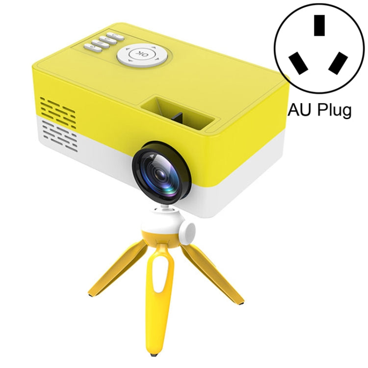 J15 1920 x 1080P HD Household Mini LED Projector with Tripod Mount Support AV / HDMI x 1 / USB x1 / TF x 1, EU Plug, US Plug, UK Plug, AU Plug AU Plug Yellow White