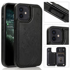 Butterflies Flowers Double Buckle PU + TPU Protective Case with Holder & Card Slots & Photo Frame, For iPhone 12 mini, For iPhone 12 / 12 Pro For iPhone 12 mini Black