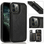 Butterflies Flowers Double Buckle PU + TPU Protective Case with Holder & Card Slots & Photo Frame, For iPhone 12 Pro Max For iPhone 12 Pro Max Black