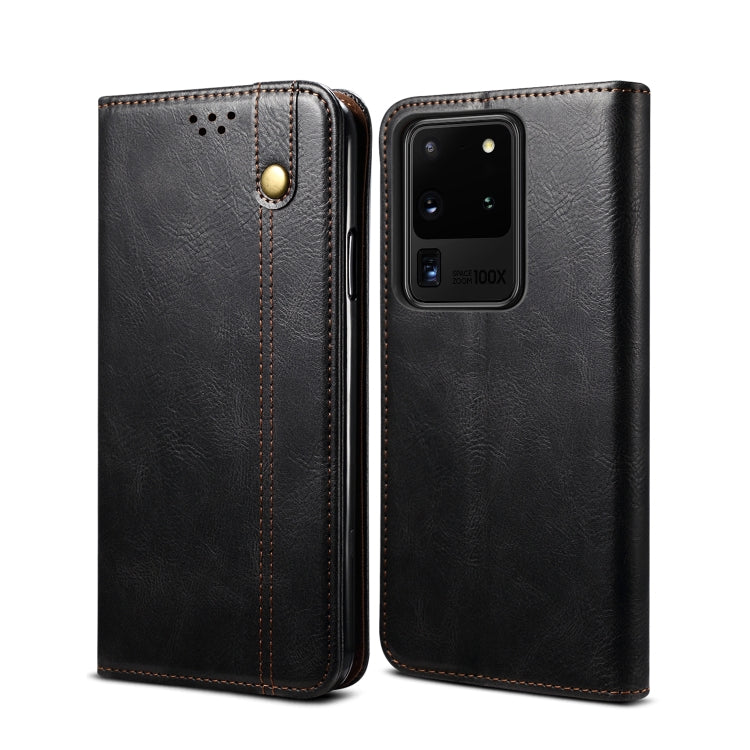 Simple Wax Crazy Horse Texture Horizontal Flip Leather Case with Card Slots & Wallet, For Samsung Galaxy S20 UItra, For Samsung Galaxy S20 FE, For Samsung Galaxy S20 Plus For Samsung Galaxy S20 UItra Black