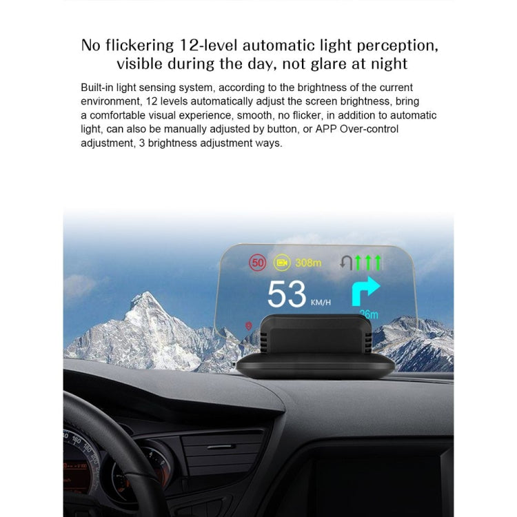 C1 OBD2 + GPS Mode Car HUD Head-up Display Compass / Speed / Water Temperature / Voltage Display / Speed / Fault Alarm / Navigation Function, C1 With Navigation Function – Bluetooth, Non-slip