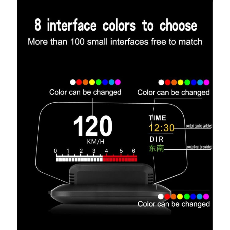 C1 OBD2 + GPS Mode Car HUD Head-up Display Compass / Speed / Water Temperature / Voltage Display / Speed / Fault Alarm / Navigation Function, C1 With Navigation Function – Bluetooth, Non-slip