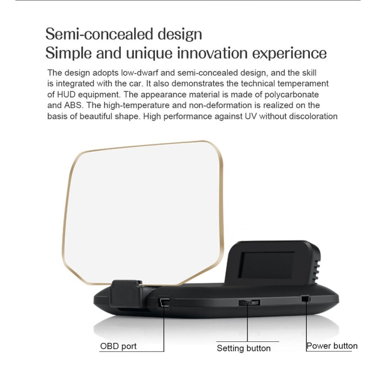 C1 OBD2 + GPS Mode Car HUD Head-up Display Compass / Speed / Water Temperature / Voltage Display / Speed / Fault Alarm / Navigation Function, C1 With Navigation Function – Bluetooth, Non-slip