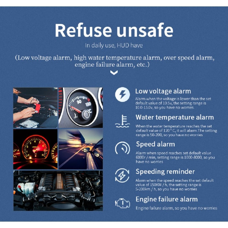 P20 OBD2 + GPS Mode Car Head-up Display HUD Overspeed / Speed / Water Temperature Alarm, P20