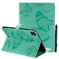 Pressed Printing Butterfly Pattern Horizontal Flip Leather Case with Holder & Card Slots & Wallet & Sleep / Wake-up Function, For iPad Air 2022 / 2020 10.9 /iPad Pro 11 2020 / 2018, For Lenovo Tab M10 Plus TB-X606F, For Samsung Galaxy S6 Lite P610 For iPad Air 2022 2020 10.9 iPad Pro 11 2020 2018 Green