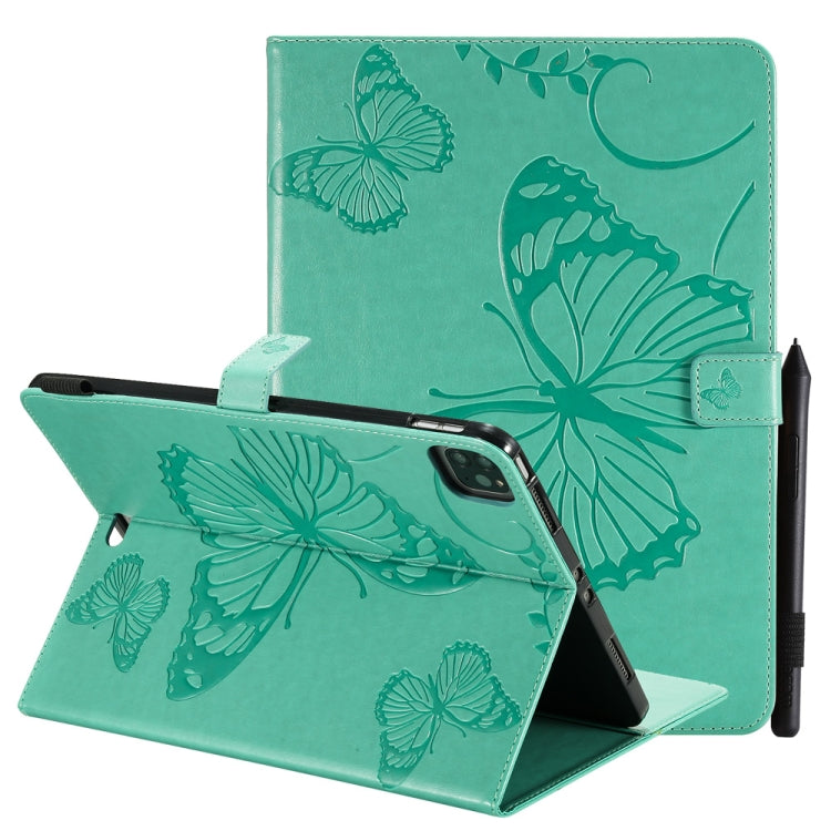 Pressed Printing Butterfly Pattern Horizontal Flip Leather Case with Holder & Card Slots & Wallet & Sleep / Wake-up Function, For iPad Air 2022 / 2020 10.9 /iPad Pro 11 2020 / 2018, For Lenovo Tab M10 Plus TB-X606F, For Samsung Galaxy S6 Lite P610 For iPad Air 2022 2020 10.9 iPad Pro 11 2020 2018 Green