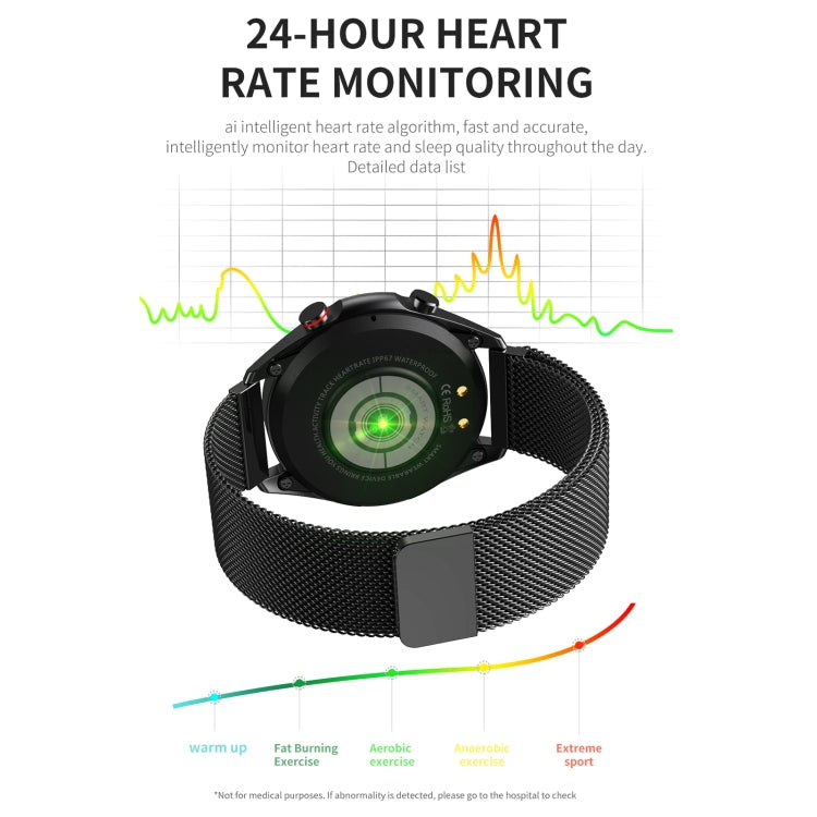 M98 Smart Watch – 1.28" Screen, IP67 Waterproof, Heart Rate Monitoring (Black) #2