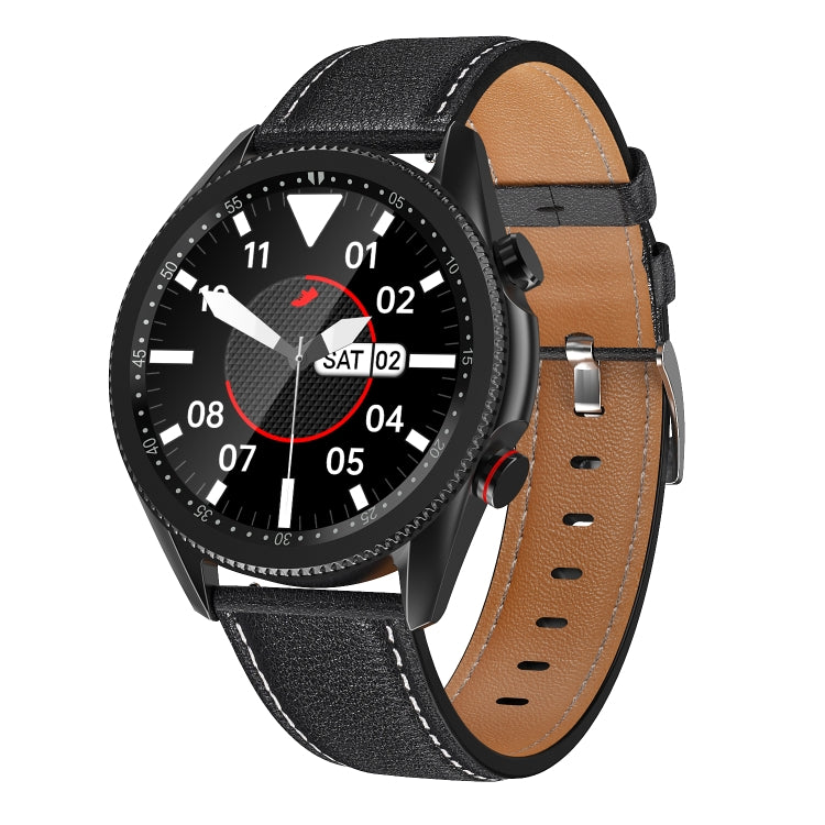M98 Smart Watch – 1.28" Screen, IP67 Waterproof, Heart Rate Monitoring (Black) Leather Strap(Black) Black