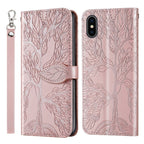Life of Tree Embossing Pattern Horizontal Flip Leather Case with Holder & Card Slot & Wallet & Photo Frame & Lanyard, For iPhone XS Max For iPhone XS Max Rose Gold
