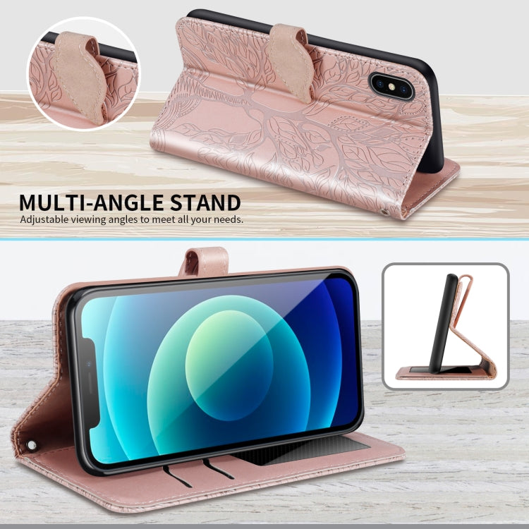 Life of Tree Embossing Pattern Horizontal Flip Leather Case with Holder & Card Slot & Wallet & Photo Frame & Lanyard, For iPhone XS Max
