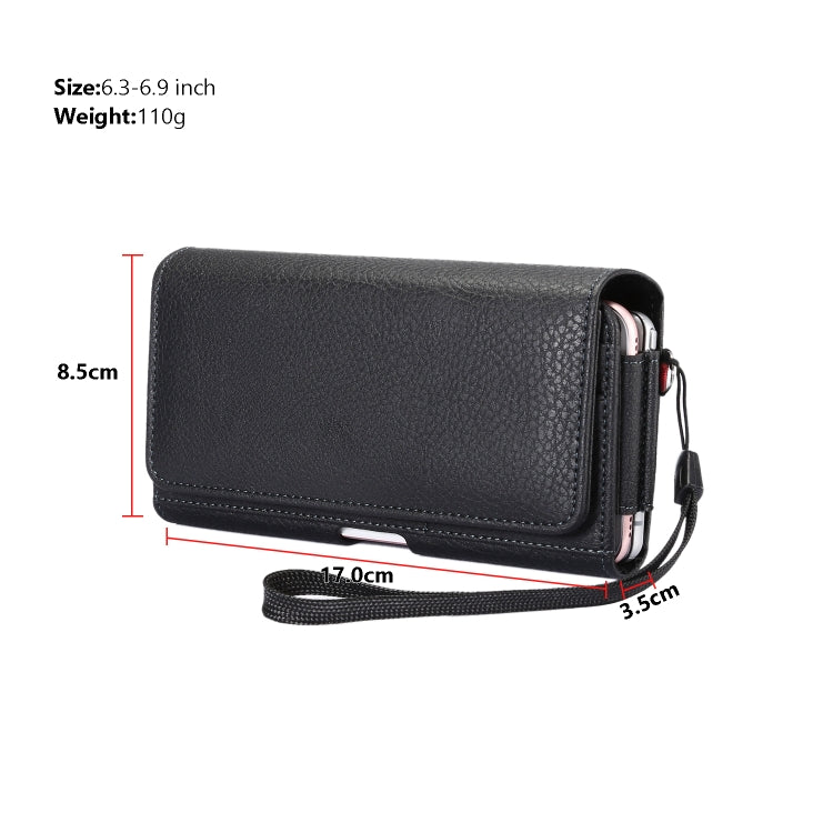 Litchi Texture Vertical Flip Thwartwise PU Leather Case / Waist Bag with Back Splint & Card Slots & 15cm Lanyard for 6.7 inch Phone Universal, for 6.7 inch Phone Universal – Lanyard, Card Slot, Flip